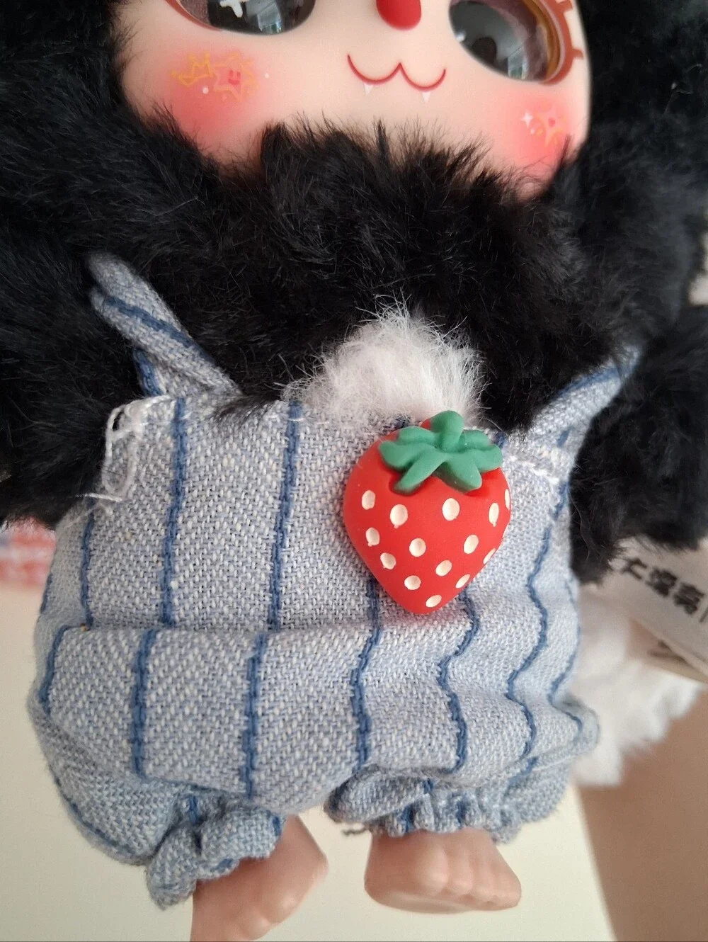 Baby Three Obsidian Bun Bunny Plush Keychain Black White Pink Strawberry Outfit